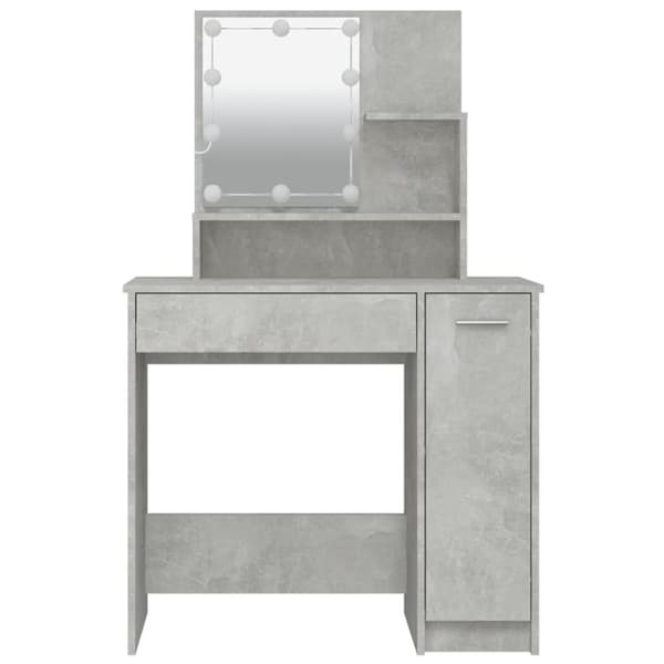 vidaXL Peilipöytä LED-valoilla betoninharmaa 86,5x35x136 cm -  Makuuhuoneen kampauspöydät