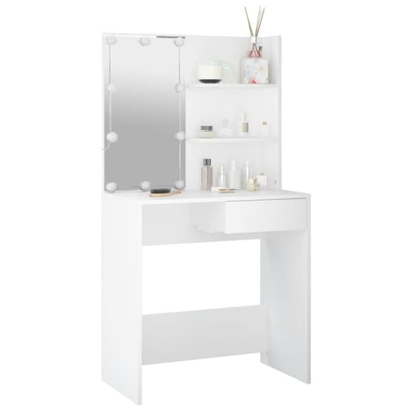 vidaXL makeupbord med LED-lys 74,5x40x141 cm hvid - Sminkebord