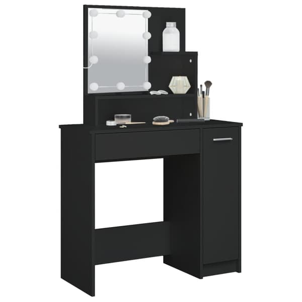 vidaXL makeupbord med LED-lys 86,5x35x136 cm sort -  Sminkebord