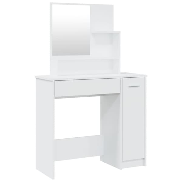 vidaXL makeupbord med spejl 86,5x35x136 cm hvid højglans -  Sminkebord