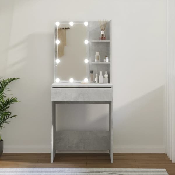 vidaXL Sminkbord med LED betonggrå 60x40x140 cm -  Toalettbord
