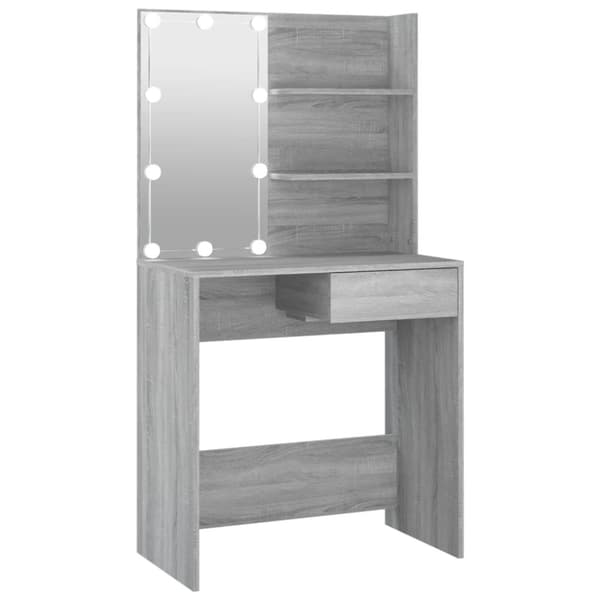 vidaXL Sminkbord med LED grå sonoma 74,5x40x141 cm - Toalettbord