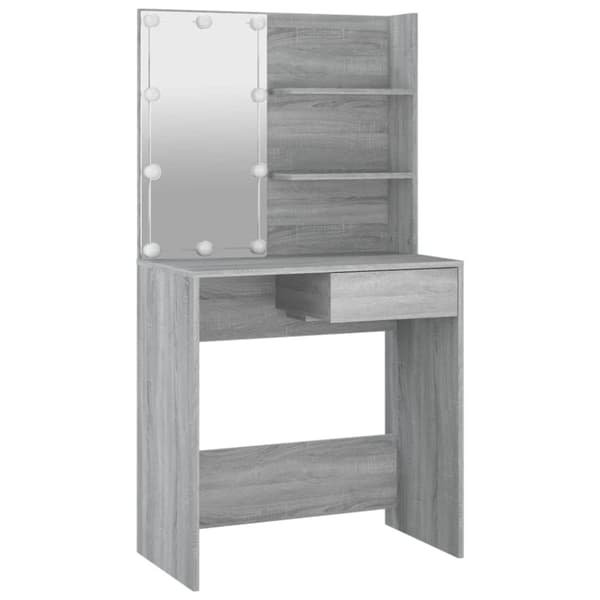 vidaXL Sminkbord med LED grå sonoma 74,5x40x141 cm - Toalettbord