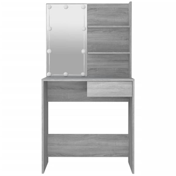 vidaXL Sminkbord med LED grå sonoma 74,5x40x141 cm - Toalettbord