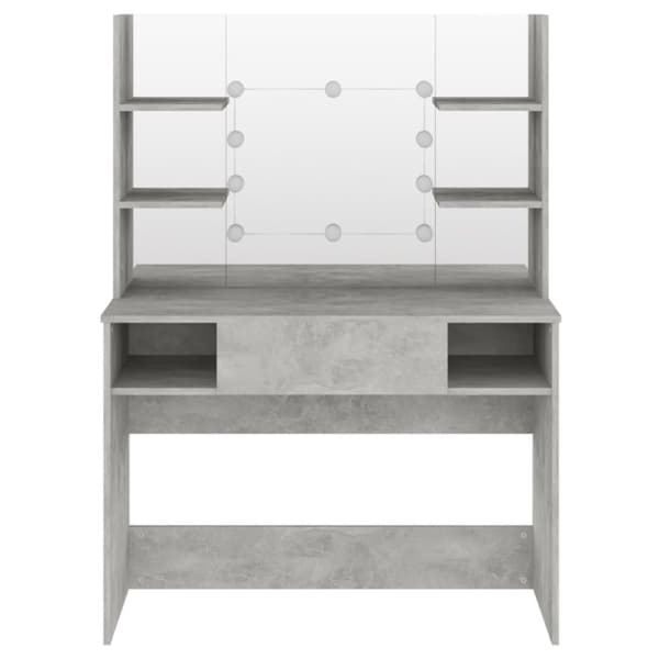 vidaXL makeupbord med LED-lys 100x40x135 cm MDF betongrå -  Sminkebord
