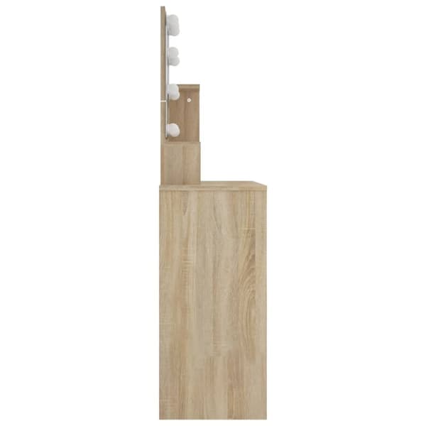 vidaXL Spegelskåp med LED sonoma-ek 86,5x35x136 cm - Toalettbord