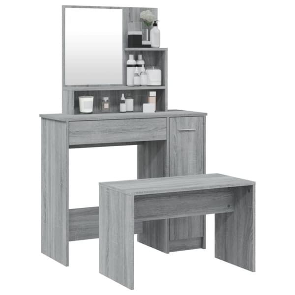 vidaXL Sminkbord set grå sonoma 86,5x35x136 cm - Toalettbord