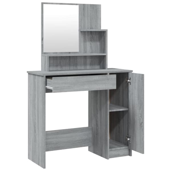 vidaXL Sminkbord set grå sonoma 86,5x35x136 cm -  Toalettbord