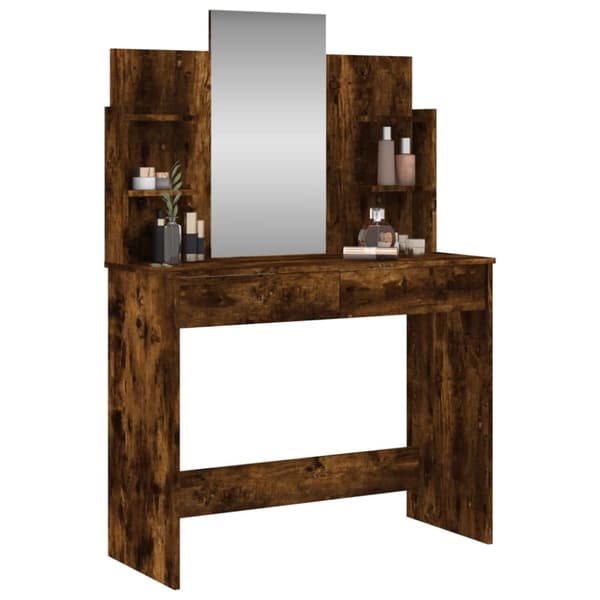 vidaXL Sminkbord med spegel rökfärgad ek 96x39x142 cm -  Toalettbord