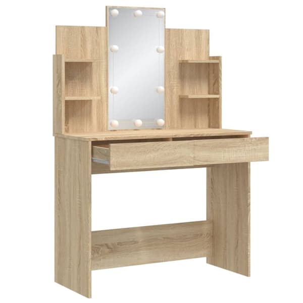 vidaXL makeupbord med LED-lys 96x40x142 cm sonoma-eg -  Sminkebord