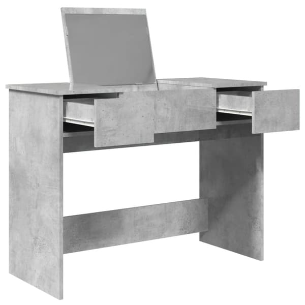 vidaXL Sminkbord med spegel betonggrå 100x45x76 cm - Toalettbord
