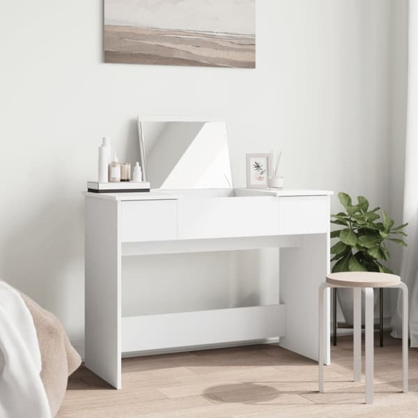 vidaXL Sminkbord med spegel vit 100x45x76 cm - Toalettbord