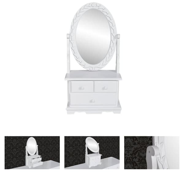 The Living Store Bordsspegel med justerbar oval spegel MDF -  Toalettbord