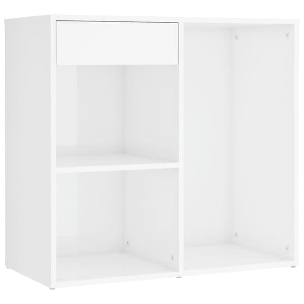 The Living Store Sminkbord LED med skåp 2 vit högglans konstruerat trä -  Toalettbord