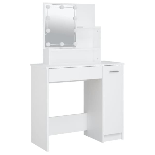The Living Store Peilipöytä LED-valoilla valkoinen 86,5x35x136 cm -  Makuuhuoneen kampauspöydät