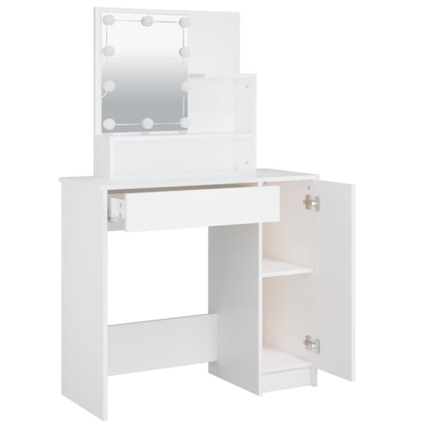 The Living Store Peilipöytä LED-valoilla valkoinen 86,5x35x136 cm -  Makuuhuoneen kampauspöydät
