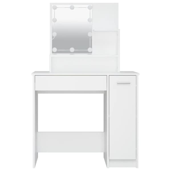 The Living Store Peilipöytä LED-valoilla valkoinen 86,5x35x136 cm -  Makuuhuoneen kampauspöydät