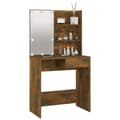 Miniatyrbild 10 av 11: The Living Store Sminkbord med LED brun ek 74,5x40x141 cm -  Toalettbord