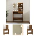 Miniatyrbild 1 av 11: The Living Store Sminkbord med LED brun ek 74,5x40x141 cm -  Toalettbord