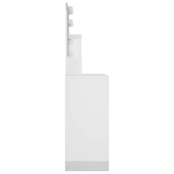 The Living Store makeupbord med LED-lys 86,5x35x136 cm hvid højglans - Sminkebord