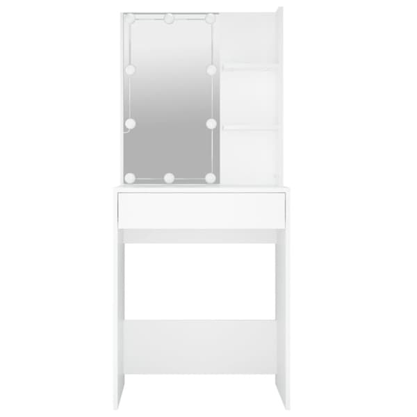The Living Store Sminkbord med LED vit 60x40x140 cm -  Toalettbord