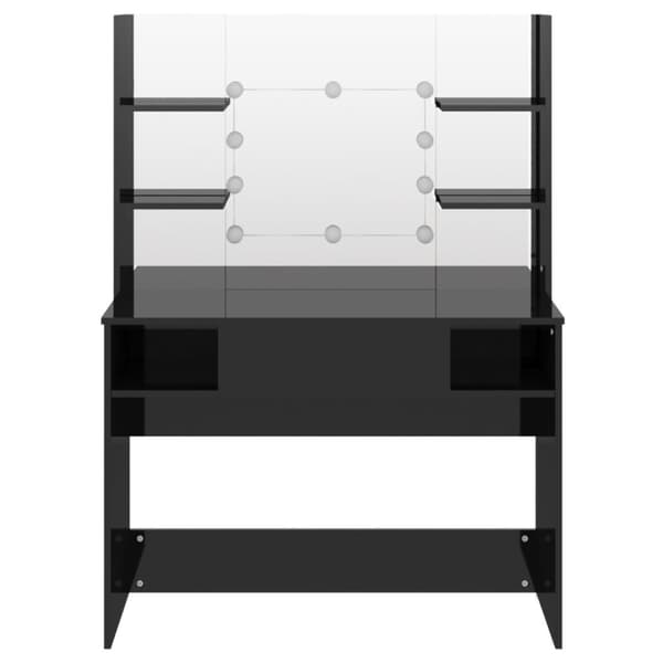 The Living Store Sminkbord med LED-belysning 100x40x135 cm MDF svart glänsande - Toalettbord