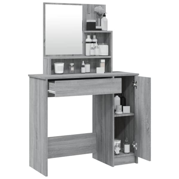 The Living Store makeupbord med spejl 86,5x35x136 cm grå sonoma-eg -  Sminkebord