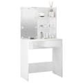 Miniatyrbild 10 av 11: The Living Store Sminkbord med LED vit högglans 74,5x40x141 cm -  Toalettbord