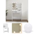 Miniatyrbild 1 av 11: The Living Store Sminkbord med LED vit högglans 74,5x40x141 cm -  Toalettbord