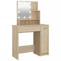 Pikkukuva 3 / 11: The Living Store Peilipöytä LED-valoilla Sonoma-tammi 86,5x35x136 cm -  Makuuhuoneen kampauspöydät