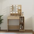 Pikkukuva 2 / 11: The Living Store Peilipöytä LED-valoilla Sonoma-tammi 86,5x35x136 cm -  Makuuhuoneen kampauspöydät