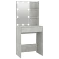 Miniatyrbillede 3 af 11: The Living Store makeupbord med LED-lys 60x40x140 cm betongrå -  Sminkebord