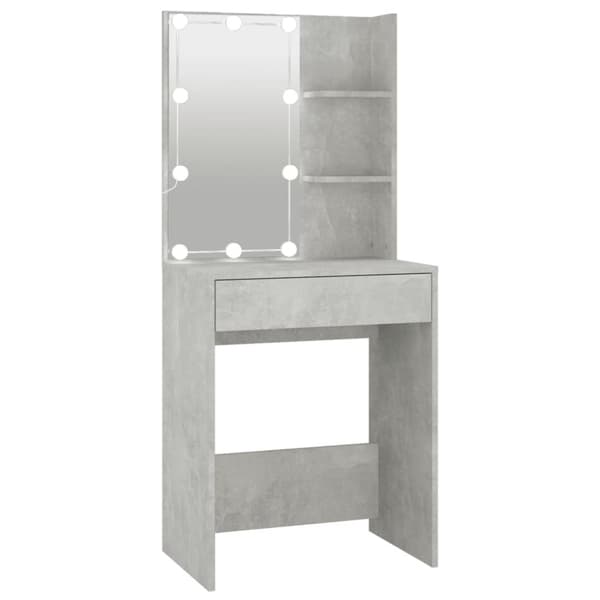 The Living Store makeupbord med LED-lys 60x40x140 cm betongrå -  Sminkebord