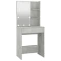 Miniatyrbillede 4 af 11: The Living Store makeupbord med LED-lys 60x40x140 cm betongrå -  Sminkebord