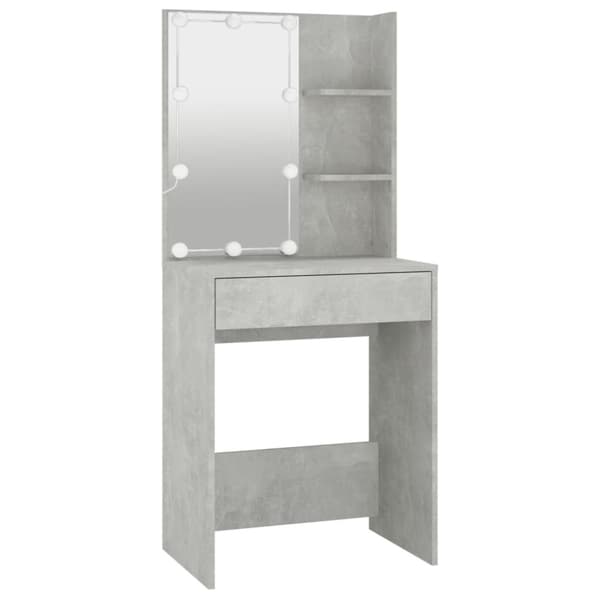 The Living Store makeupbord med LED-lys 60x40x140 cm betongrå -  Sminkebord