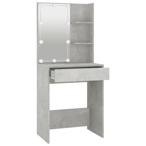 The Living Store makeupbord med LED-lys 60x40x140 cm betongrå -  Sminkebord