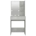Miniatyrbillede 6 af 11: The Living Store makeupbord med LED-lys 60x40x140 cm betongrå -  Sminkebord