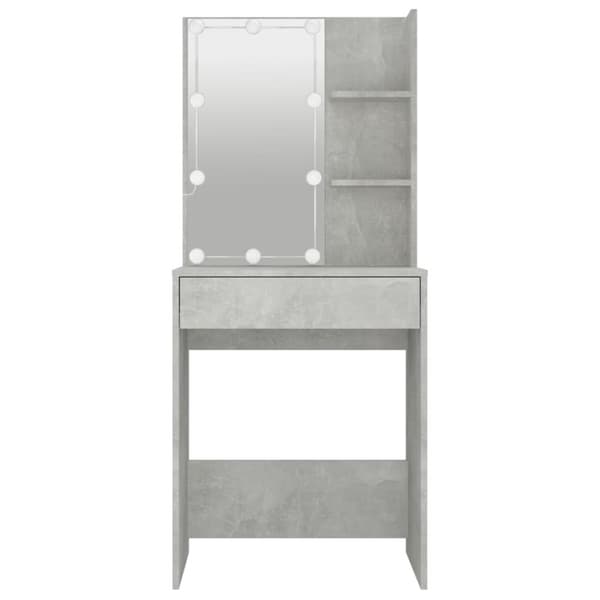 The Living Store makeupbord med LED-lys 60x40x140 cm betongrå -  Sminkebord