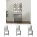 Miniatyrbillede 1 af 11: The Living Store makeupbord med LED-lys 60x40x140 cm betongrå -  Sminkebord