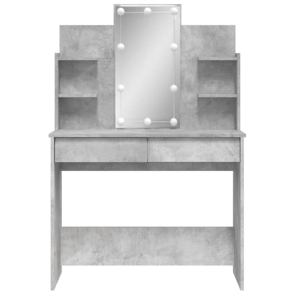 The Living Store makeupbord med LED-lys 96x40x142 cm betongrå -  Sminkebord