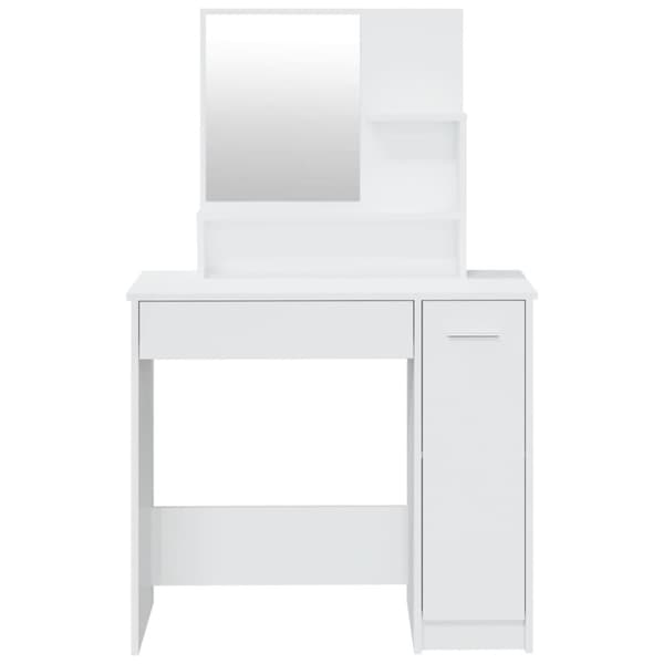 The Living Store Sminkbord set vit högglans 86,5x35x136 cm -  Toalettbord