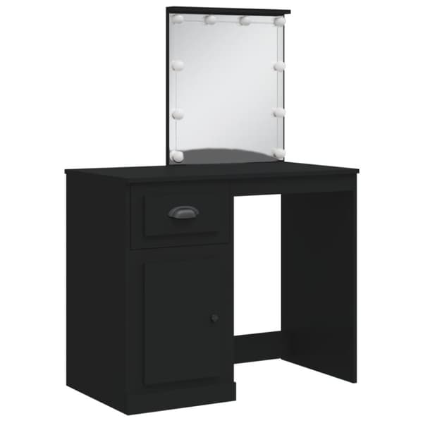 The Living Store makeupbord med LED-lys 90x42x132,5 cm sort -  Sminkebord