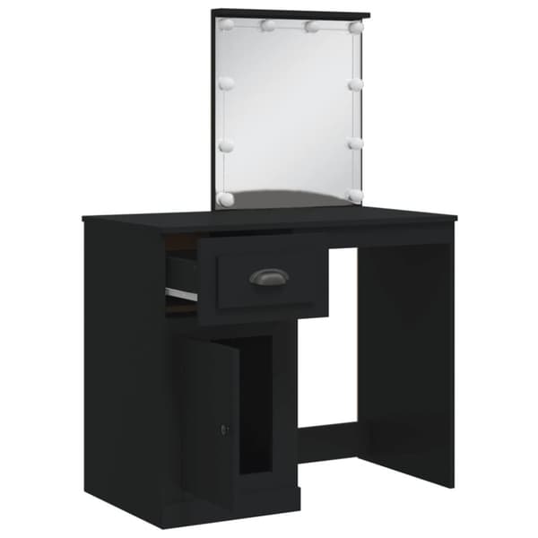 The Living Store makeupbord med LED-lys 90x42x132,5 cm sort -  Sminkebord