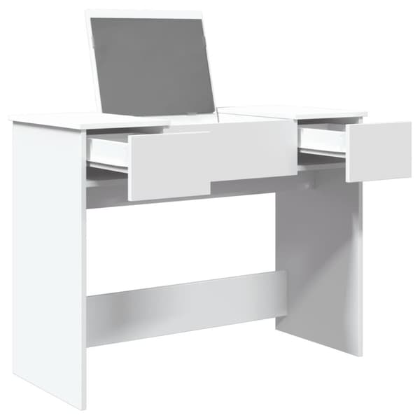 The Living Store makeupbord med spejl 100x45x76 cm hvid - Sminkebord