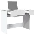 Miniatyrbillede 5 af 11: The Living Store makeupbord med spejl 100x45x76 cm hvid -  Sminkebord