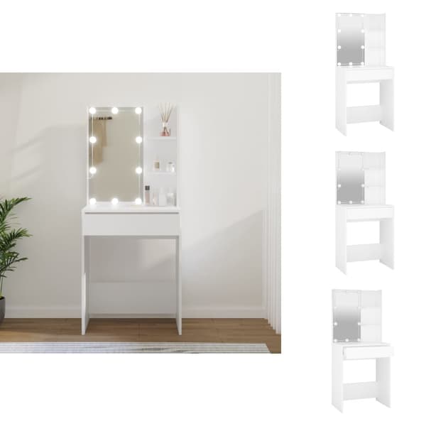 Toalettbord - Living Sminkbord med LED vit 60x40x140 cm
