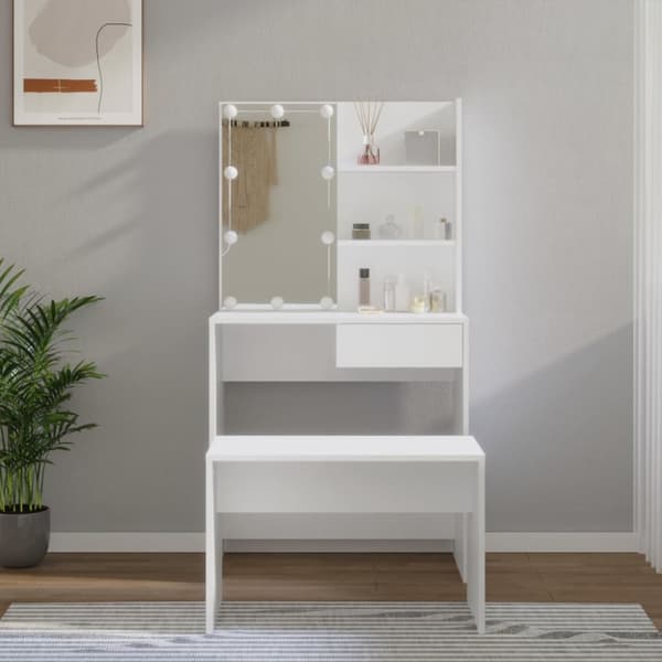 Toalettbord - Living Sminkbord LED vit konstruerat trä