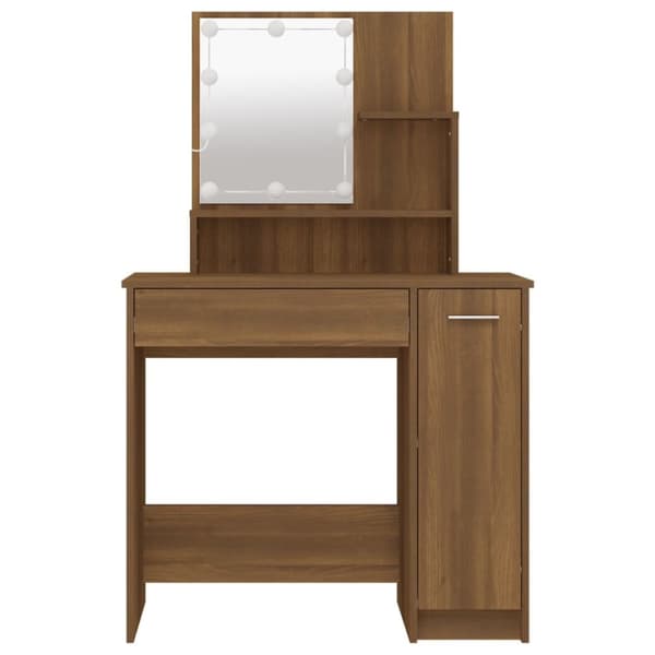Toalettbord - Living Sminkbord med LED brun ek 86,5x35x136 cm