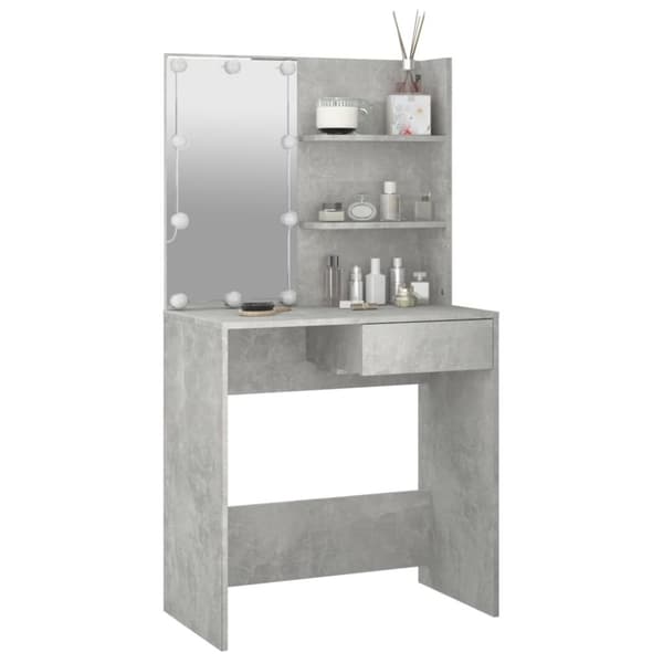 Toalettbord - Living Sminkbord med LED betonggrå 74,5x40x141 cm