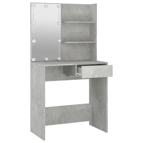 Toalettbord - Living Sminkbord med LED betonggrå 74,5x40x141 cm